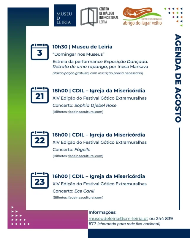 Agenda Cultural de Agosto em Leiria