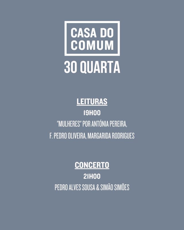 Leituras e Concerto na Casa do Comum