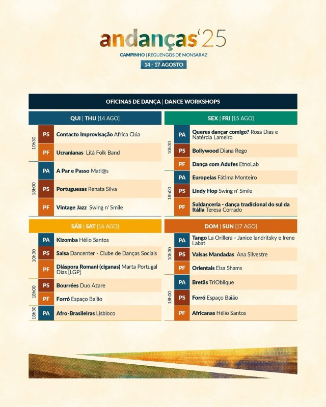 Andanças 2025 - Programa Oficinas de Dança