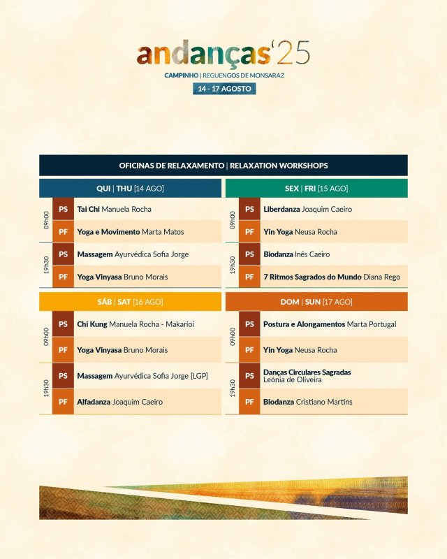 Andanças 2025 - Programa oficinas de relaxamento