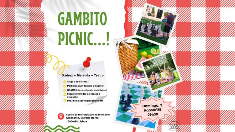 GAMBITO PICNIC - Xadrez + Merendar + Espetáculo