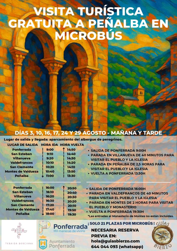 VISITA TURÍSTICA GRATUITA A PEÑALBA EN MICROBÚS