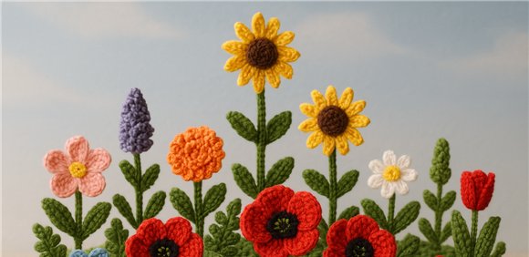 Exposição 'Jardim florido com croché'