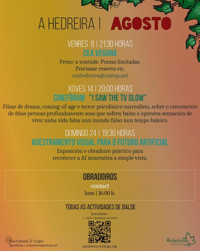 A Hedreira | ACTIVIDADES AGOSTO