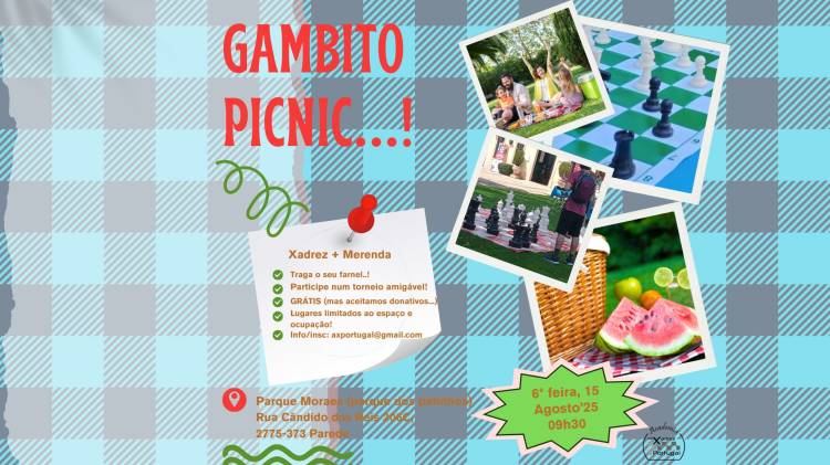 GAMBITO PICNIC - Xadrez + Merendar + o que quiser...