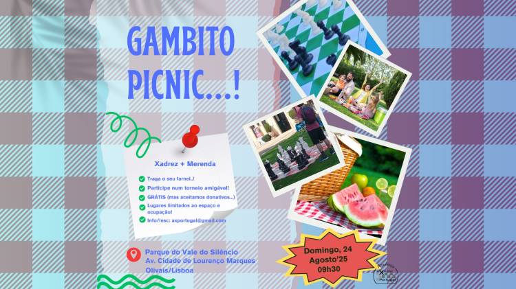 GAMBITO PICNIC - Xadrez + Merendar + o que quiser...