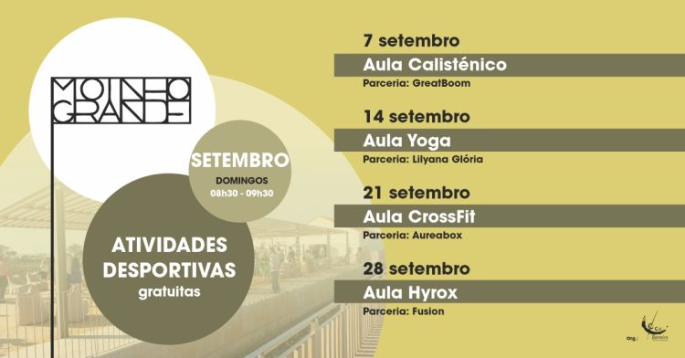 Atividades Desportivas gratuitas no Moinho de Maré Grande