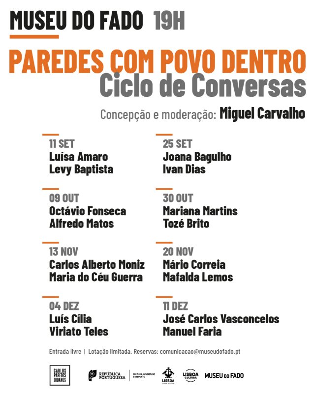 Paredes com Povo Dentro: Ciclo de Conversas no Museu do Fado