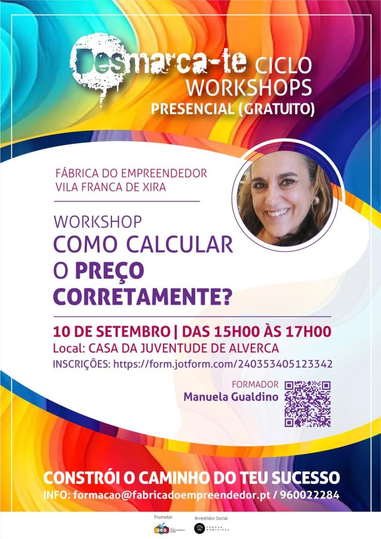 Workshop gratuito de “Como calcular o preço corretamente”, na Fábrica do Empreendedor de Vila Franca de Xira