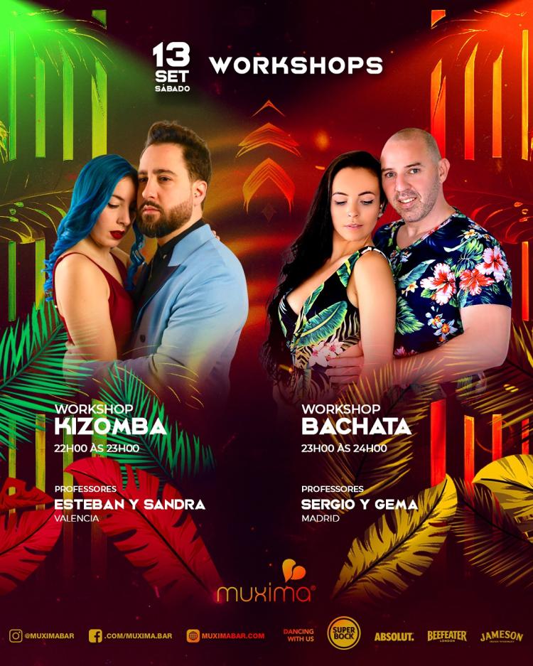 SÁBADO  13 Setembro  ➥ 2 Workshops   ➥  KIZOMBA e BACHATA 