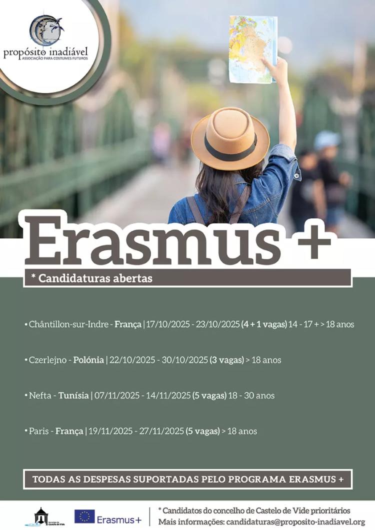 ERASMUS + CANDIDATURAS ABERTAS