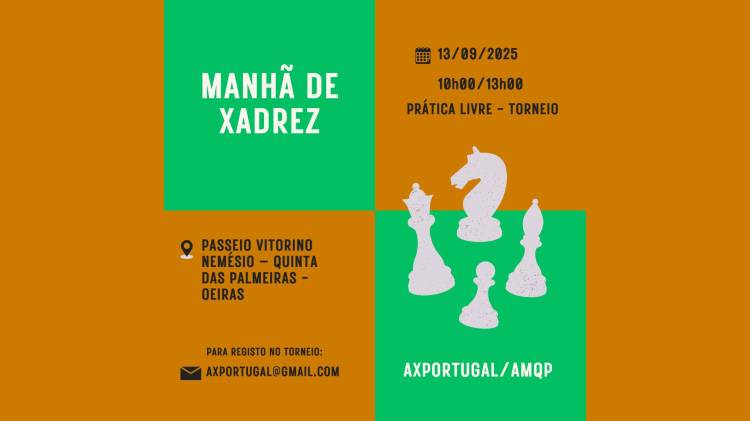 Manhã de Xadrez - Quinta das Palmeiras (prática livre+tabuleiro gigante+torneio)