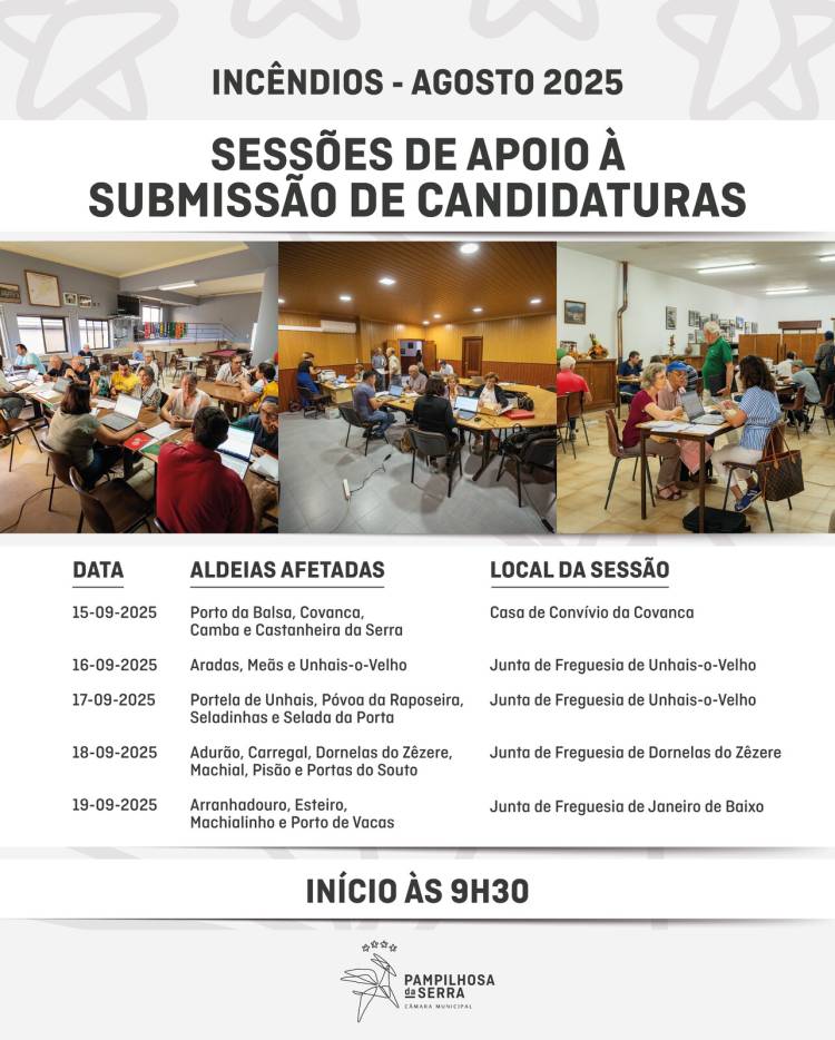 Sessão de apoio à submissão de candidaturas - Incêndio de Agosto