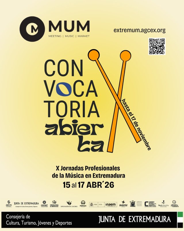 CONVOCATORIA ABIERTA | X Jornadas Profesionales de la Música en Extremadura
