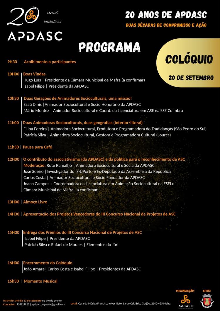 Colóquio 20 Anos da APDASC