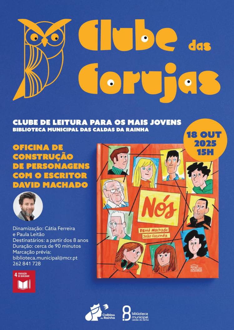 Clube das Corujas: oficina de construção de personagens com o escritor David Machado