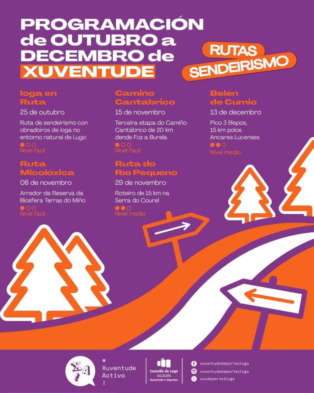 Programación de Senderismo Xuventude Activa