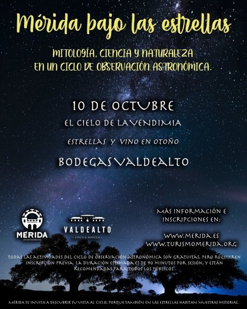 Mérida bajo las Estrellas: «El cielo de la vendimia. Estrellas y vino en otoño»