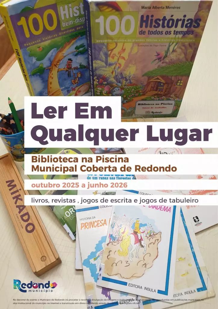 Ler em qualquer lugar | Biblioteca na Piscina Municipal Coberta de Redondo | de outubro de 2025 a junho de 2026