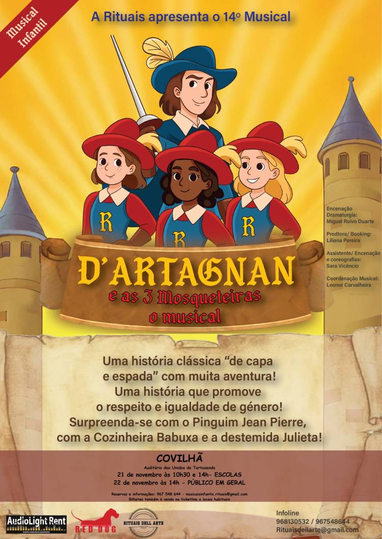 musical DARTAGNAN E AS TRÊS MOSQUETEIRAS na COVILHÃ