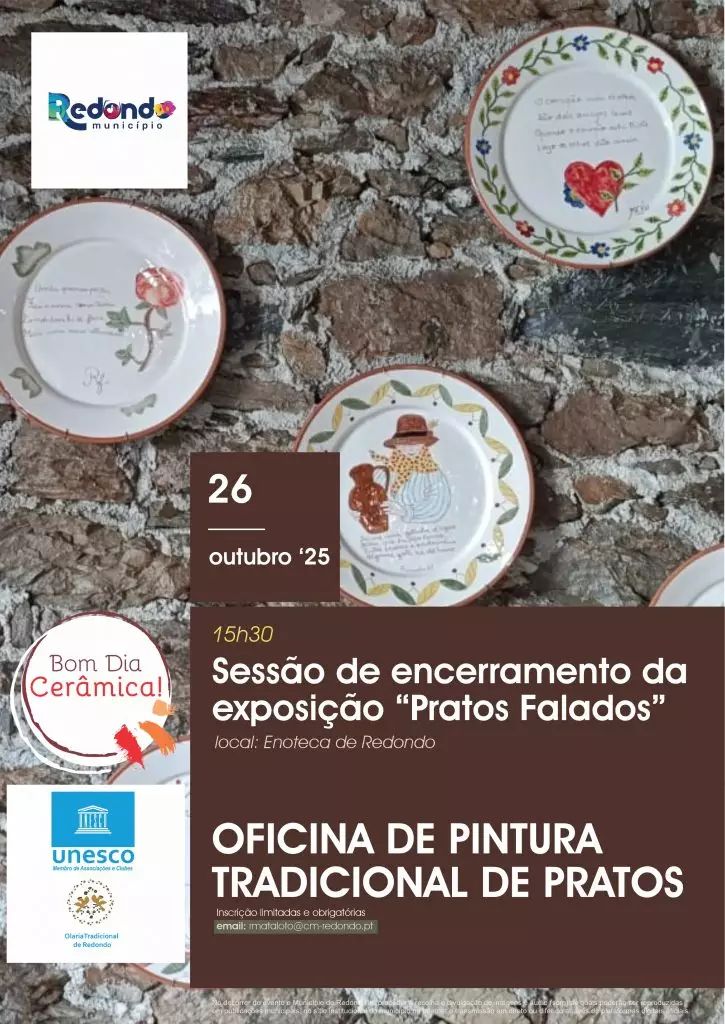 Encerramento da exposição “Pratos Falados” | Oficina de Pintura Tradicional de Pratos | 26 de outubro | 15h30 | Enoteca de Redondo