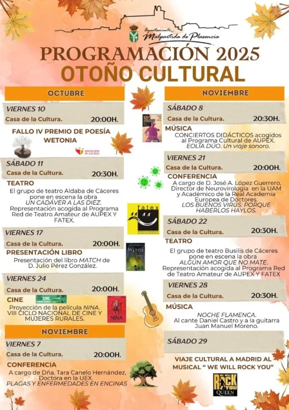 Otoño Cultural 2025 en Malpartida de Plasencia