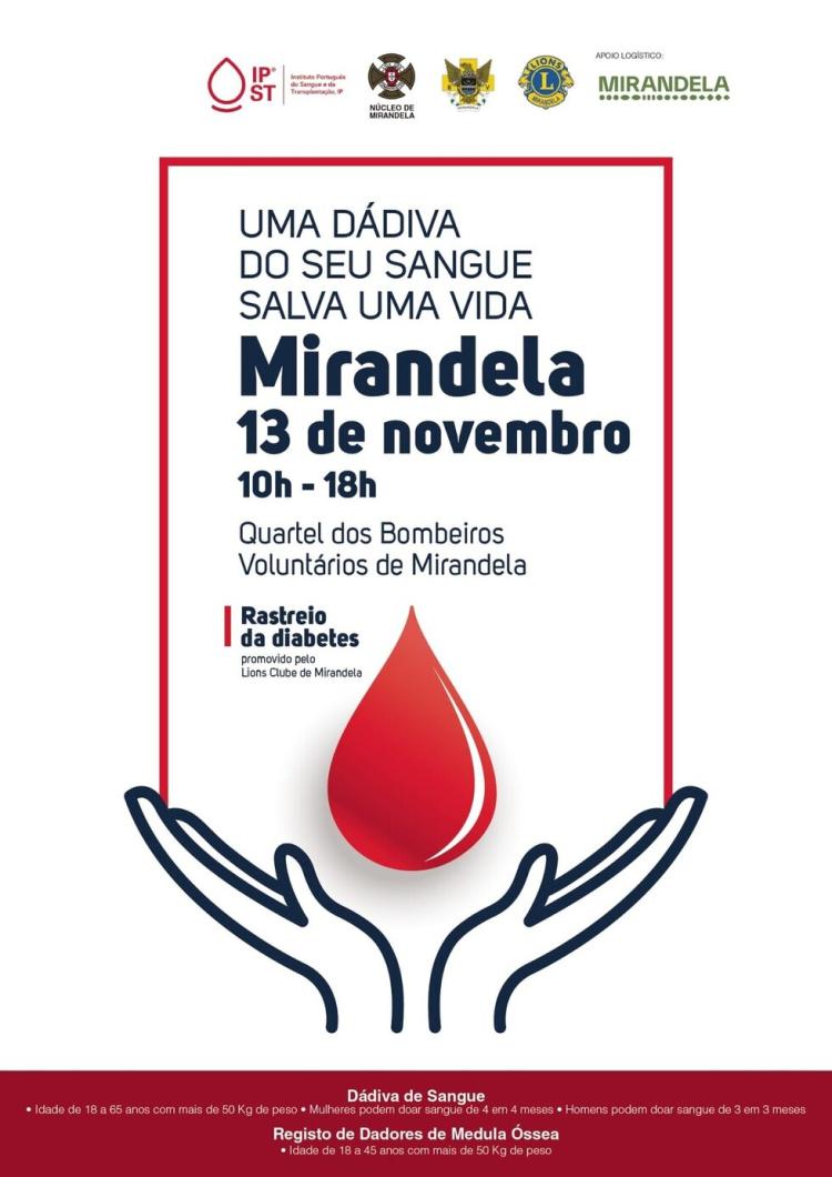 Dádiva de Sangue - 13 de novembro de 2025 | Quartel dos Bombeiros Voluntários de Mirandela
