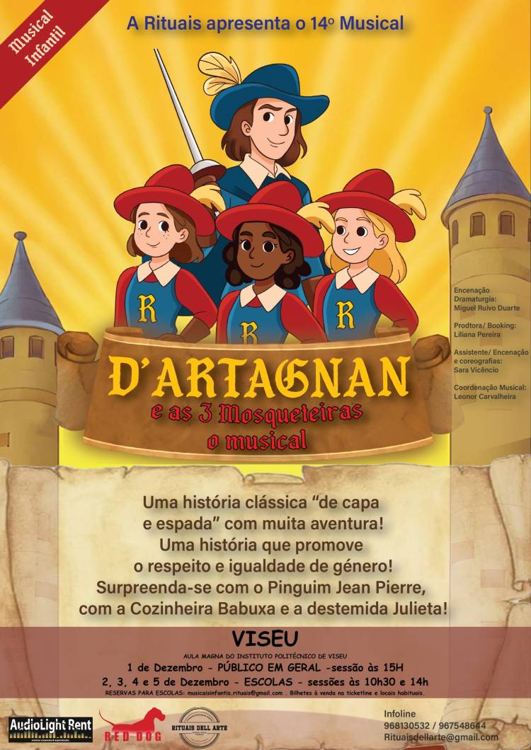 musical DARTAGNAN E AS TRÊS MOSQUETEIRAS em Viseu