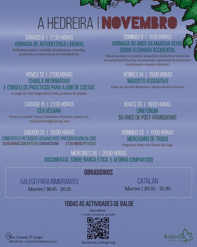 Actividades de novembro na Hedreira