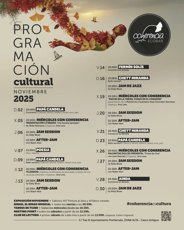 Programación Cultural de Noviembre en Coherencia Ecobar