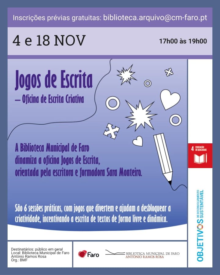Oficina “Jogos de Escrita – Oficina de Escrita Criativa”