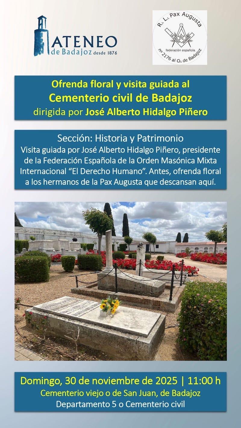 Ofrenda floral y visita guiada al cementerio civil de Badajoz