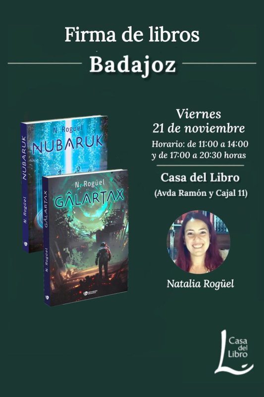Firma de libros de Natalia Rogüel en Badajoz