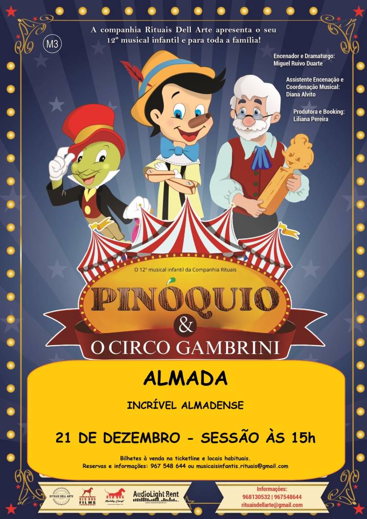 musical PINÓQUIO e o Circo Gambrini em Almada