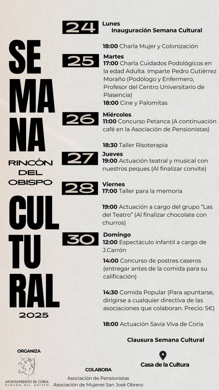 Semana Cultural de Rincón del Obispo de 2025