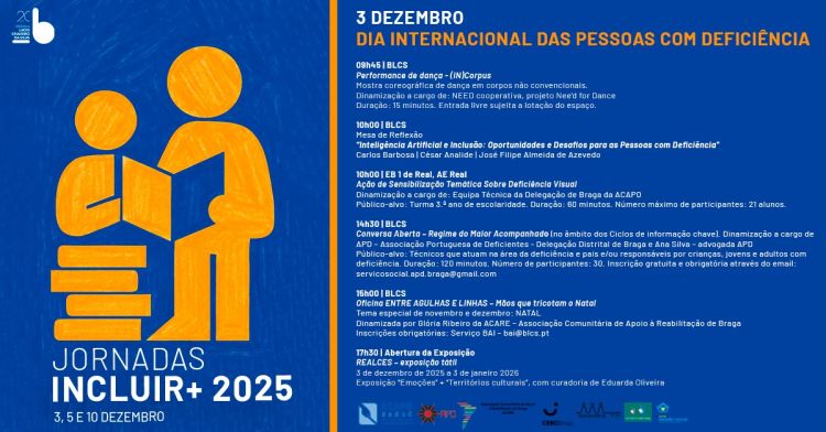 JORNADAS INCLUIR+ |  DIA INTERNACIONAL DAS PESSOAS COM DEFICIÊNCIA