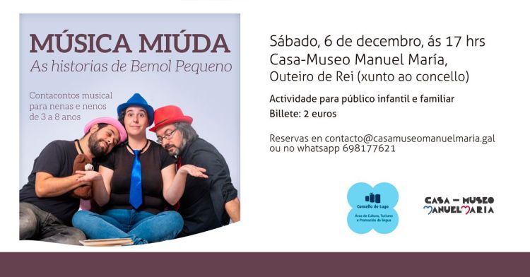 Música Miúda con 'As historias de Bemol Pequeno' este sábado , cunha actividade para as crianzas