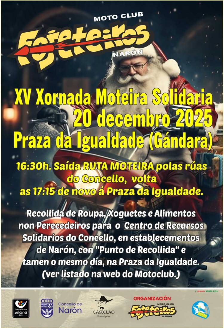 XV Xornada Moteira Solidaria Narón (A Coruña) Organiza Motoclub FOJETEIROS