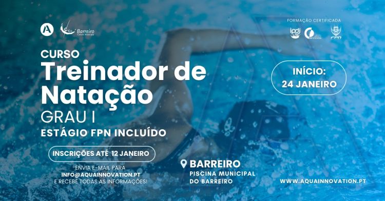 Curso de Treinador de Natação 2026 | Inscrições até 12 de janeiro