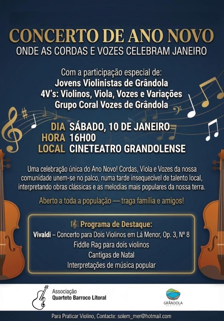 MÚSICA | Concerto de ano novo - Jovens Violinistas de Grândola  e Grupo Coral Vozes de Grândola