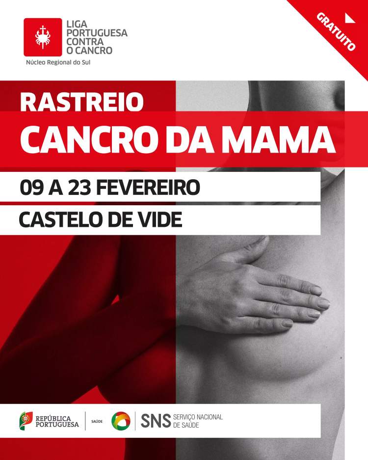 RASTREIO CANCRO DA MAMA – 09 A 23 DE FEVEREIRO