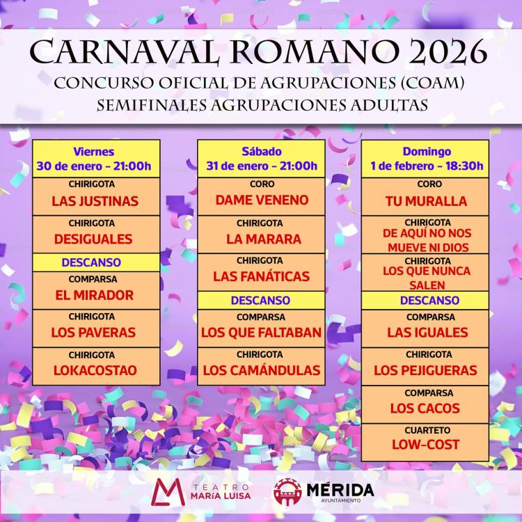 Concurso Oficial Agrupaciones COAM del Carnaval Romano 2026