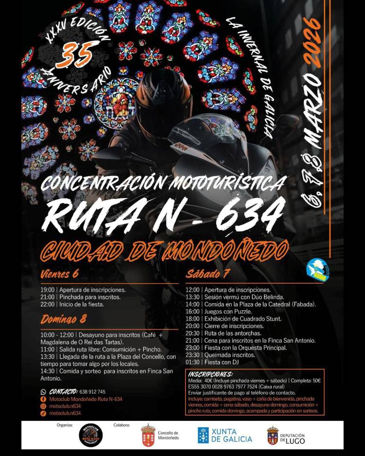XXXV Concentración Motera Mondoñedo (Lugo) La Invernal de Galicia. Organiza Motoclub RUTA N-634