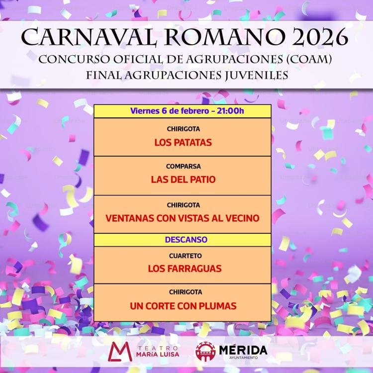 Concurso Oficial Agrupaciones Juveniles COAM del Carnaval Romano 2026