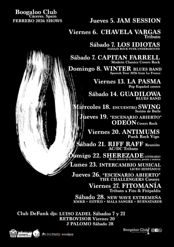 Conciertos de Febrero en Boogaloo Club