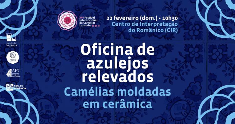 Oficina de azulejos relevados - camélias moldadas em cerâmica
