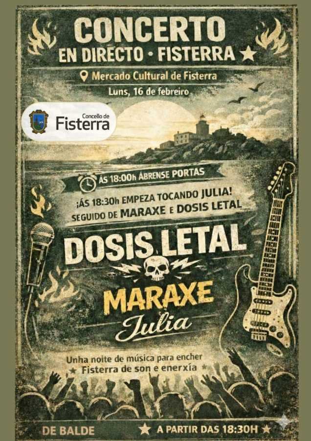 Concerto de rock en directo no Mercado Cultural de Fisterra