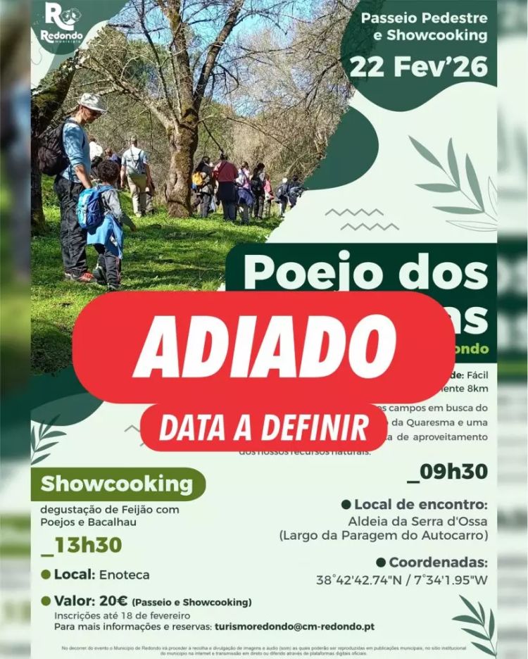 Poejo dos Eremitas: Passeio, showcooking e degustação – Adiado com data ainda a definir