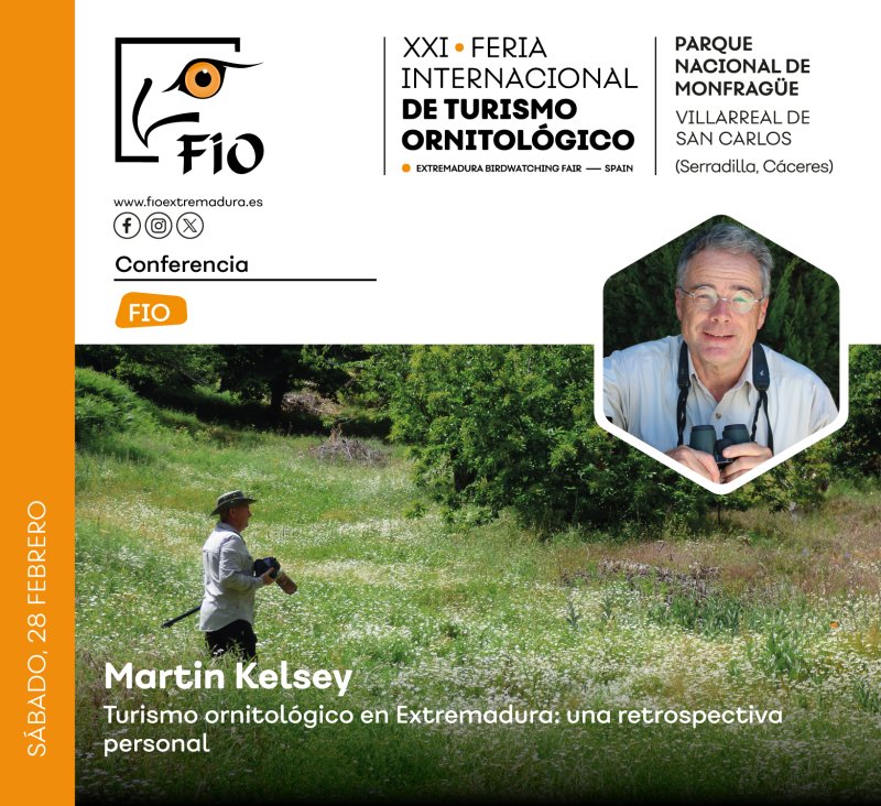 Conferencia ‘Turismo ornitológico en Extremadura: una retrospectiva personal’, por Martin Kelsey