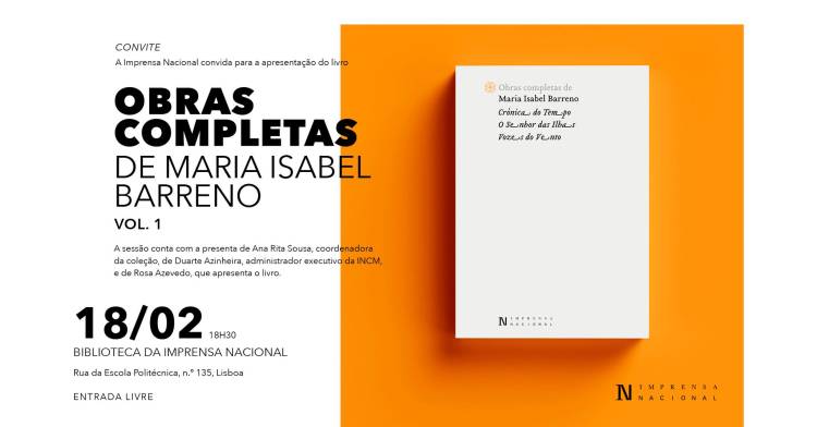 Apresentação do livro 'Obras Completas de Isabel Barreno - Vol I'